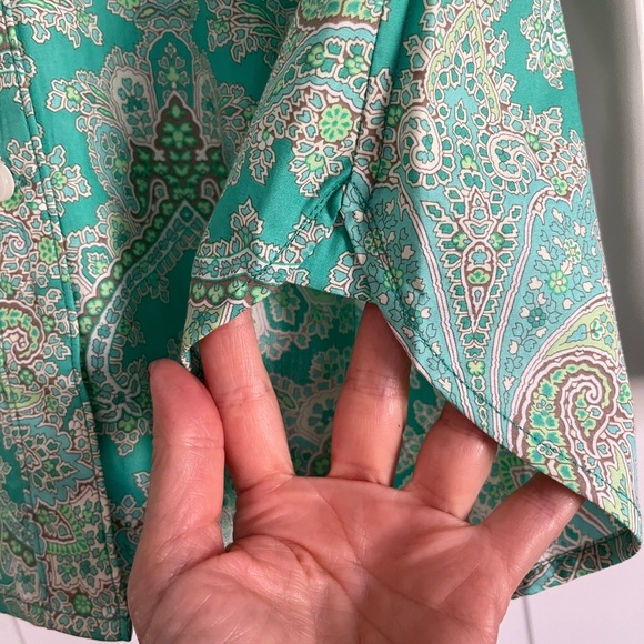 J. Crew Collection 2021 Turquoise Damask Oxford -NWT - Picture 3 of 9